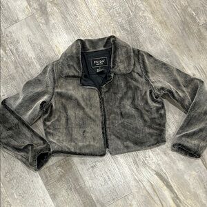 FUDA jacket fur Women's Gray Faux Fur Jacket cape bolero small